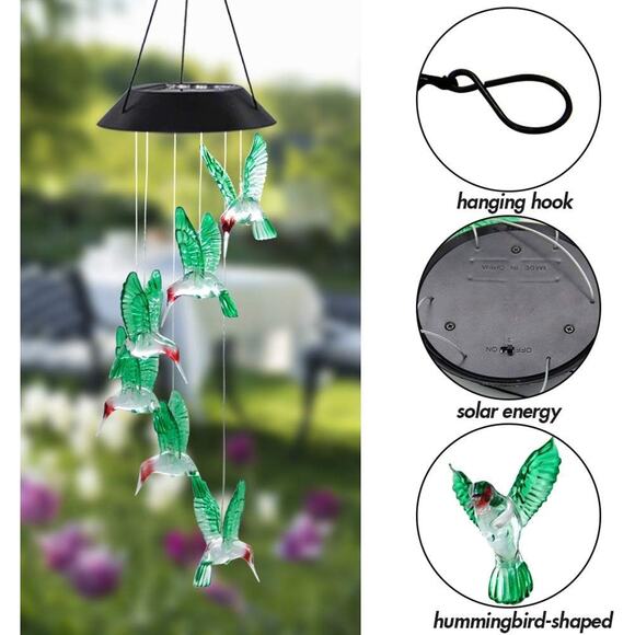 Merkury Solar Cascading Hummingbirds Color Changing LED Lights NEW - Picture 6 of 10